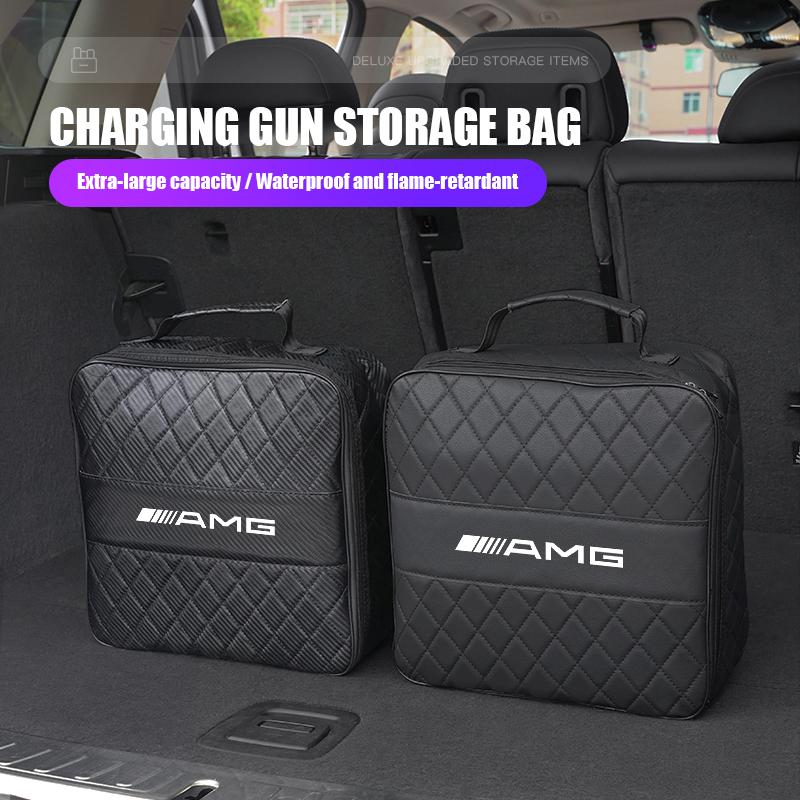 For Mercedes Benz AMG A B C E G CLA W211 W203 W204 C260 E300L A200L Car Leather Storage Bag High-capacity Auto Trunk Handbag