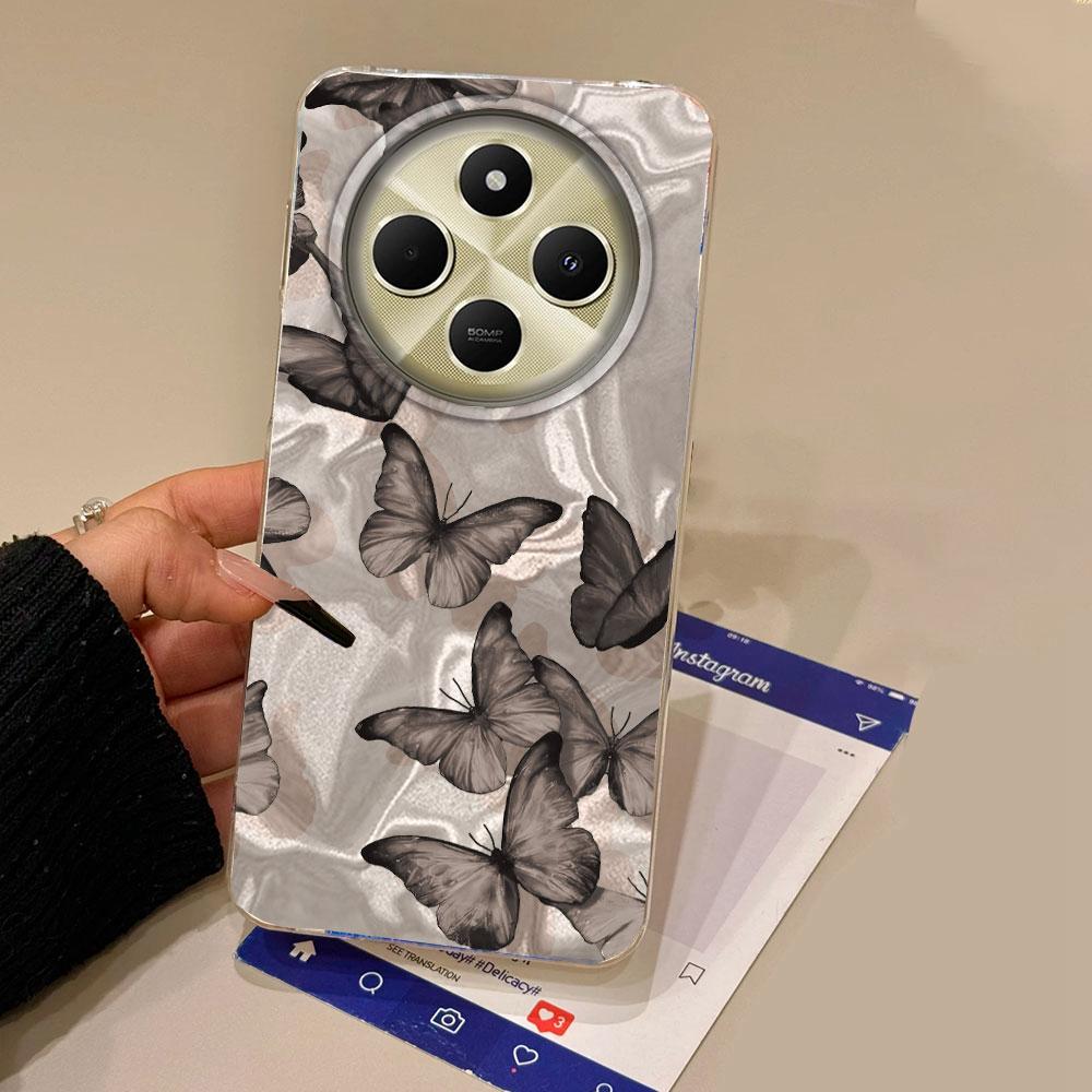 Purple Butterfly Water Wave Texture Phone Cases for Xiaomi Redmi 14C 13C A3 A3X Note 10 11 11S 12 Pro Shell Silicone Bags Cover