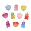 20Pcs Mix Size Colorful Bear Hearts Charms Resin Cabochons Glitter Gummy Candy Necklace Keychain Pendant DIY Making Accessories