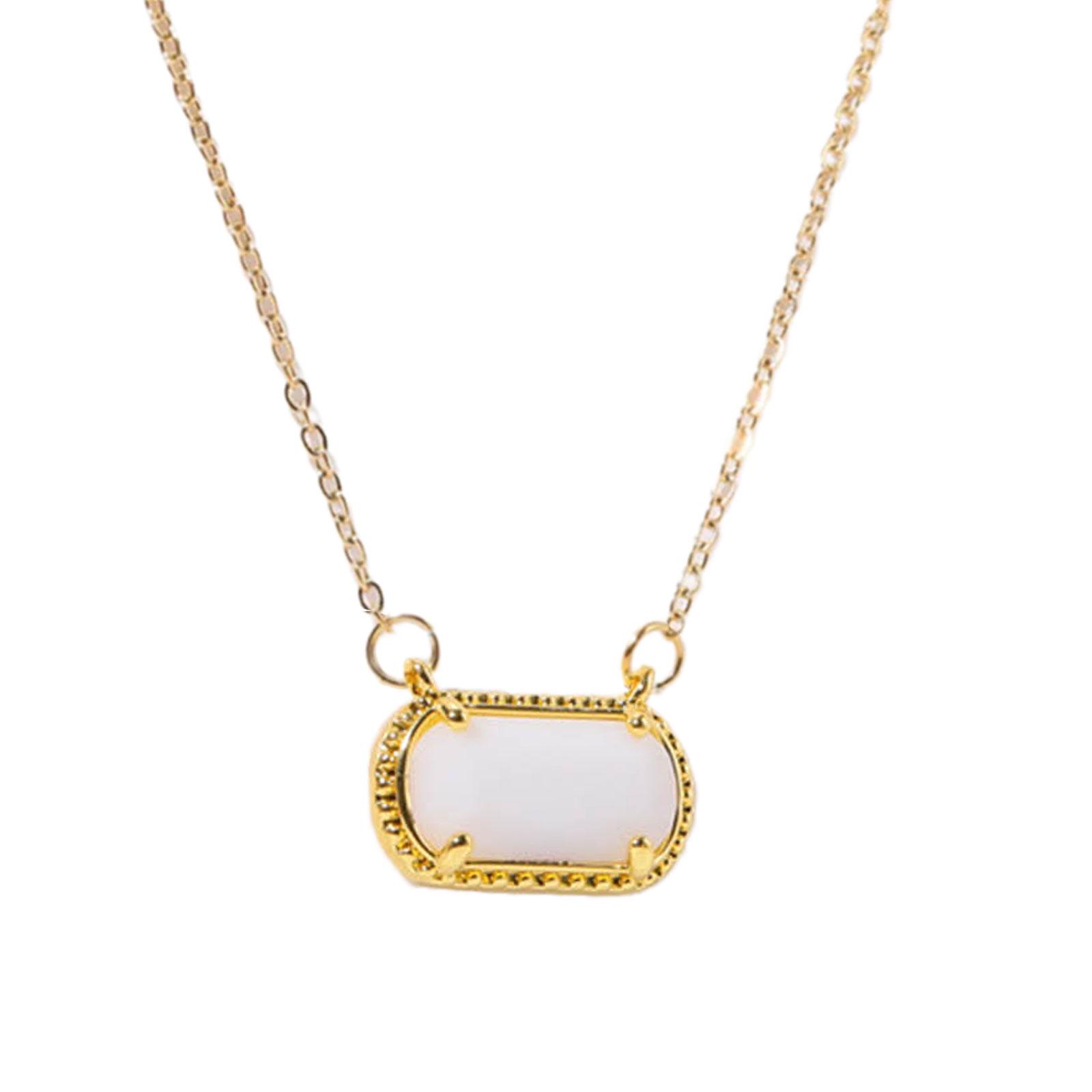 

Eye Catching Zircon Inlayed Elliptical Pendant Necklace Stylish Neck Accessory Unique Neckchain Gift for Women and Girls