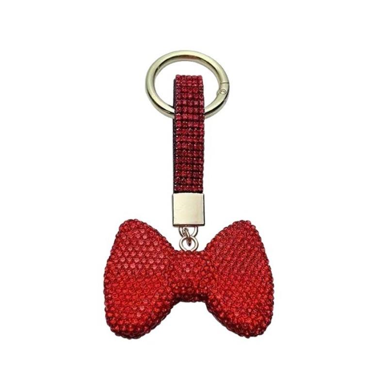 Glänzender Kristall-Schleifen-Schlüsselanhänger, Niedliche Cartoon-Mehrfarben-Schleife Handtaschen-Anhänger, Schmuckzubehör für Mode.
