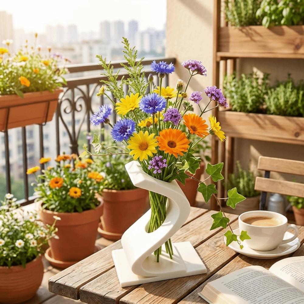 Geometric Art S-shaped Twisted Vase 3D Printed Desktop Pen Holder Flower Rack  Home Use