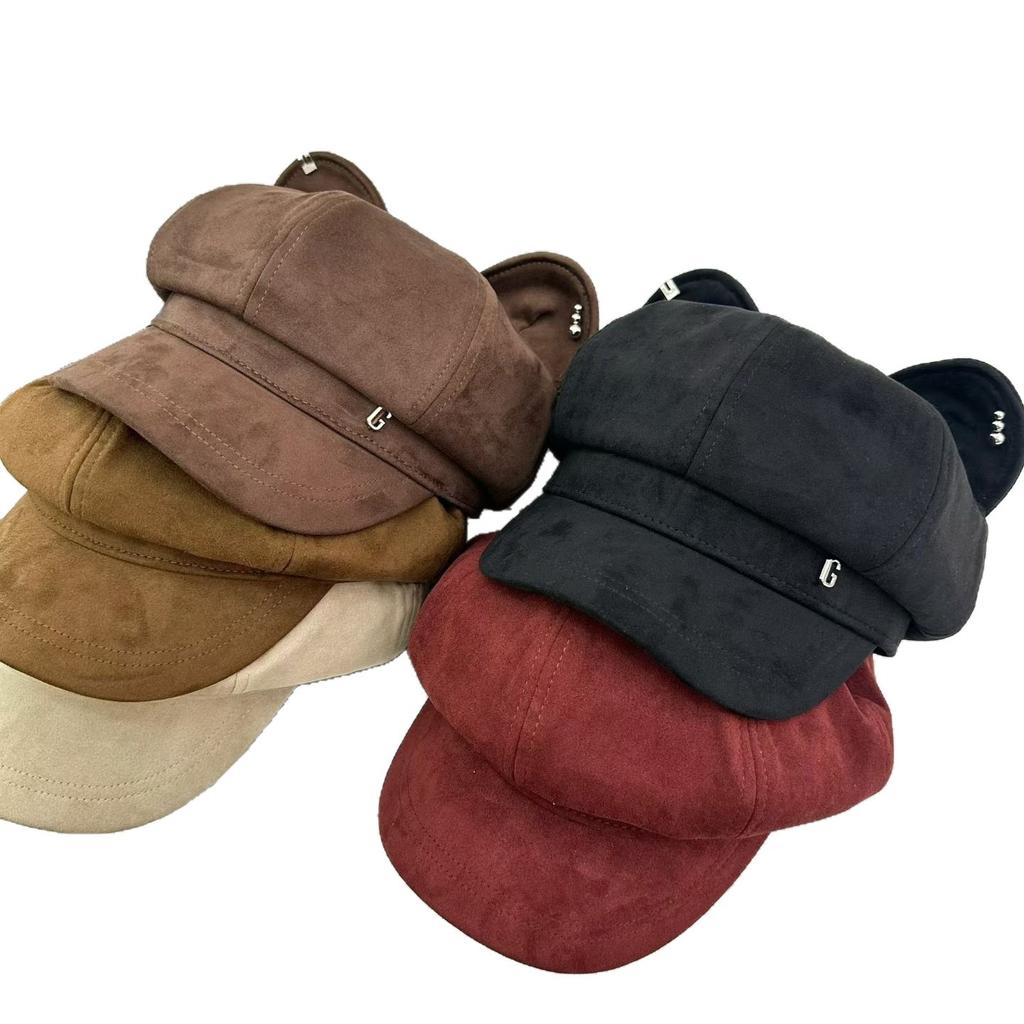Cute cartoon ears octagonal hat children autumn fashion show face little painter hat sweet versatile newsboy hat