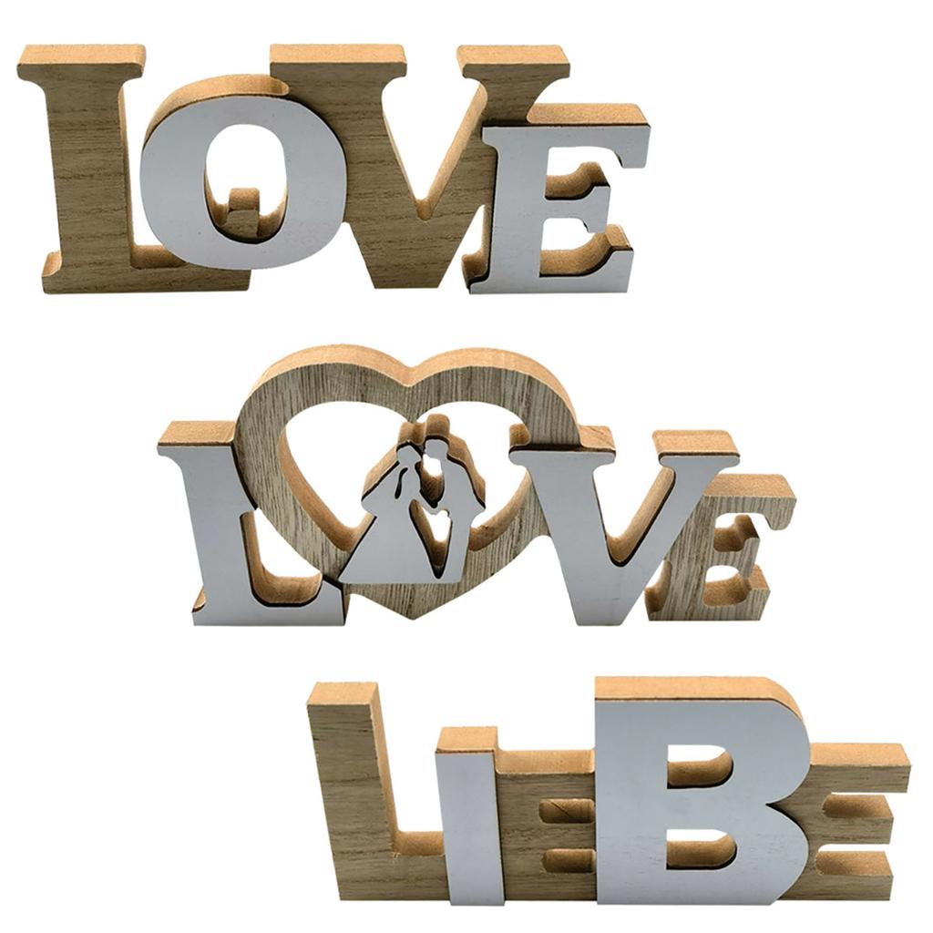 Wooden Ornament Retro Style LOVE Words Wedding Desktop Table Centerpieces LOVE Sign Durable Handicraft