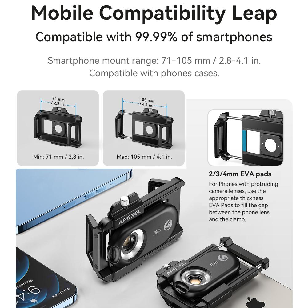 Quick Release Cellphone Microscope Portable Mobilephone Microscope High Magnification CPL Polarized Lenses Eliminate