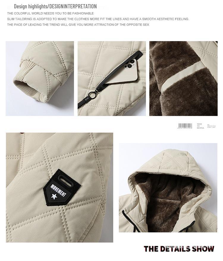 Men's Plus Size Thickened Velvet Cotton Jacket - Autumn/Winter Casual Multi-Pocket Warm Coat