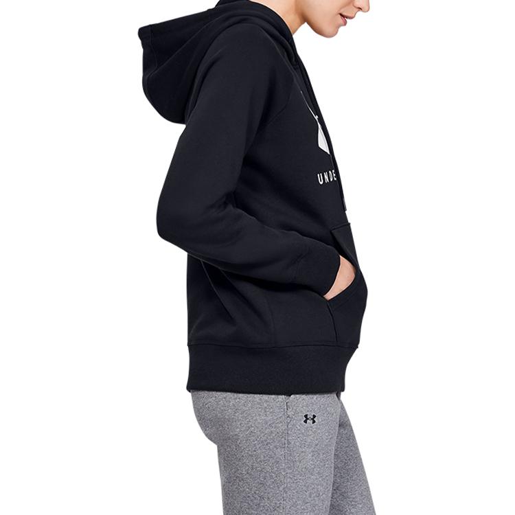 Under Armour Rival Sportstyle Large Logo Printed Fleece Hoodie Women hoodies Black 1348550-001