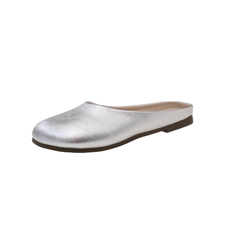 Fashion New Women's Slippers Closed Toe Round Toe Suede Clogs Sandals Autumn New Retro Solid Color Flat Bottom Women's Slingback Shoes