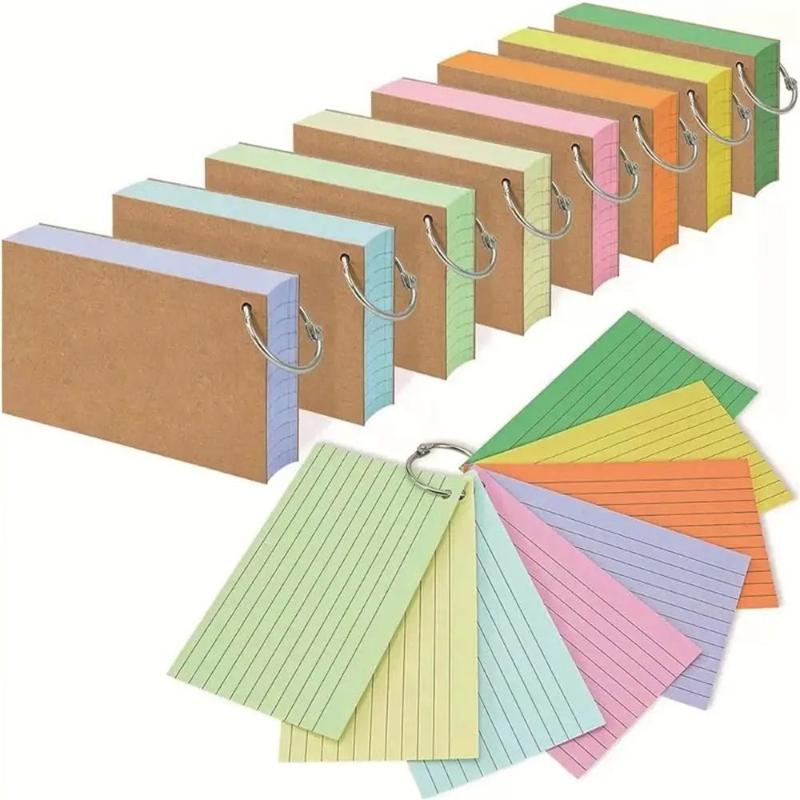 50Pages Loose-Leaf Horizontal Line Index Cards Binder-Compatible Flash Revision Cards Study Office Note Pads For School & Work