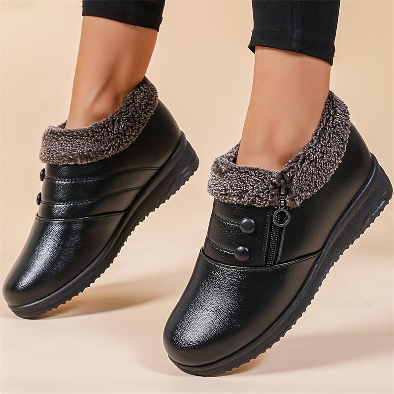 Women Ankle Short Boots Waterproof Snow Boot Shoes Women Casual Lightweight Warm Winter Soft Leather Elderly Shoes Size 35-40