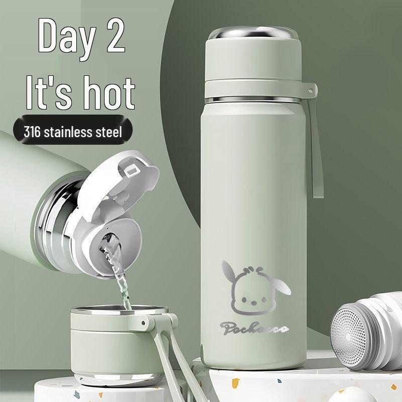 New 2025 Cute 316 Stainless Steel Insulated Tea Cup with Lid for Women & Students