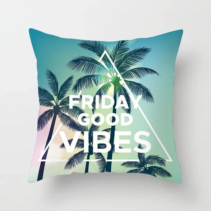 45X45CM Summer Beach Charming Landscape Pillowcase Palm Tree Plant  Bed Sofa Car Cushion Cover Home Decoration