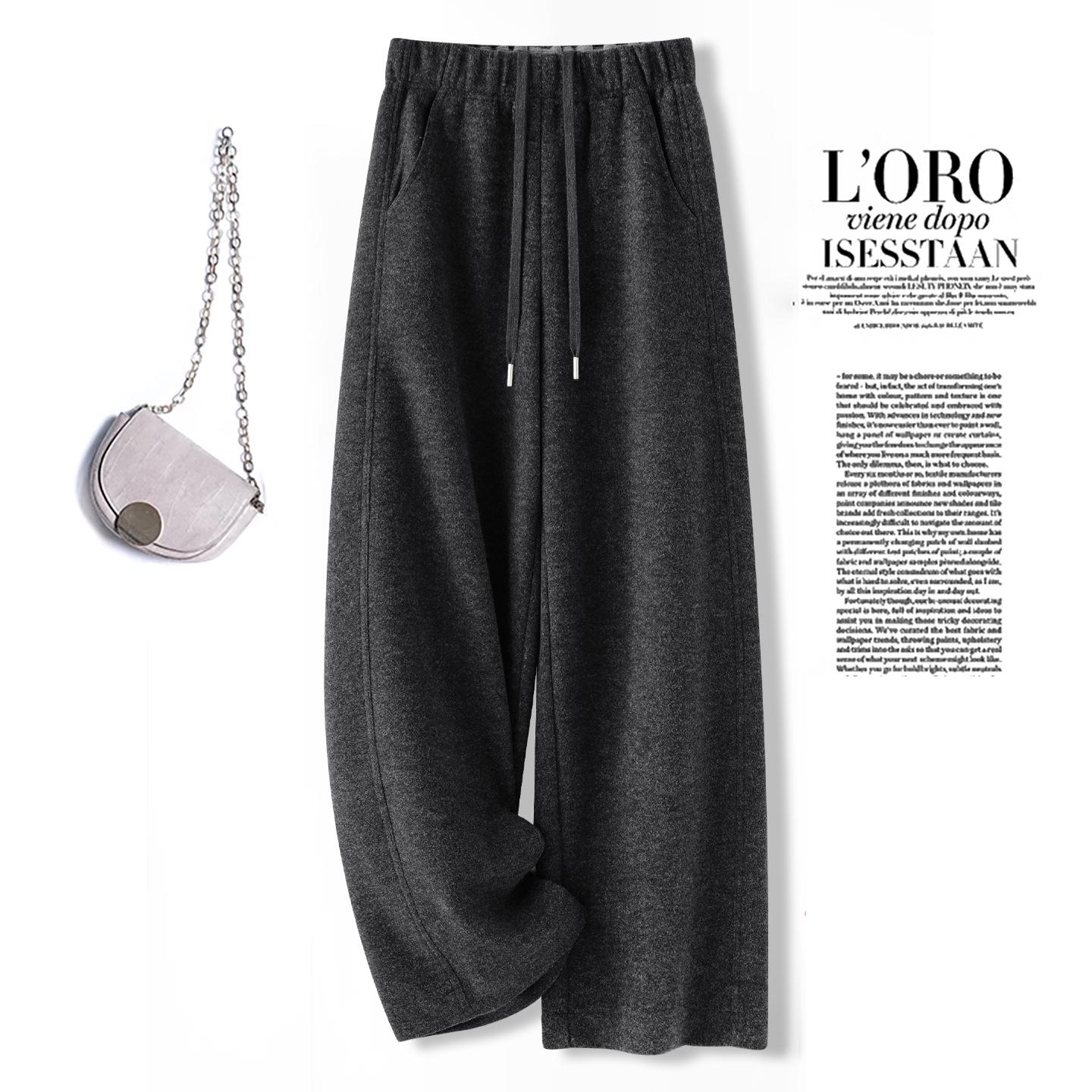 

Women s Autumn/Winter 2025 Gray Velvet Wool Blend High-Waist Slimming Straight Leg Pants 31/3XL [Recommended for 135-145 lbs]
