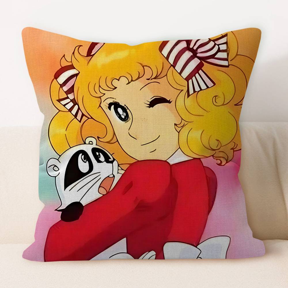 Manga Candy Cartoon Pillow Covers Cartoon Sofa Decorative Home Double-sided Printing Short Plush Cute Cushion Cover