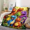 Winter Blanket for Kids Cute Cartoon Dinosaur Pattern Flannel Blanket Microfiber Colorful Chubby Dinosaur Bed Blanket Kids Gifts