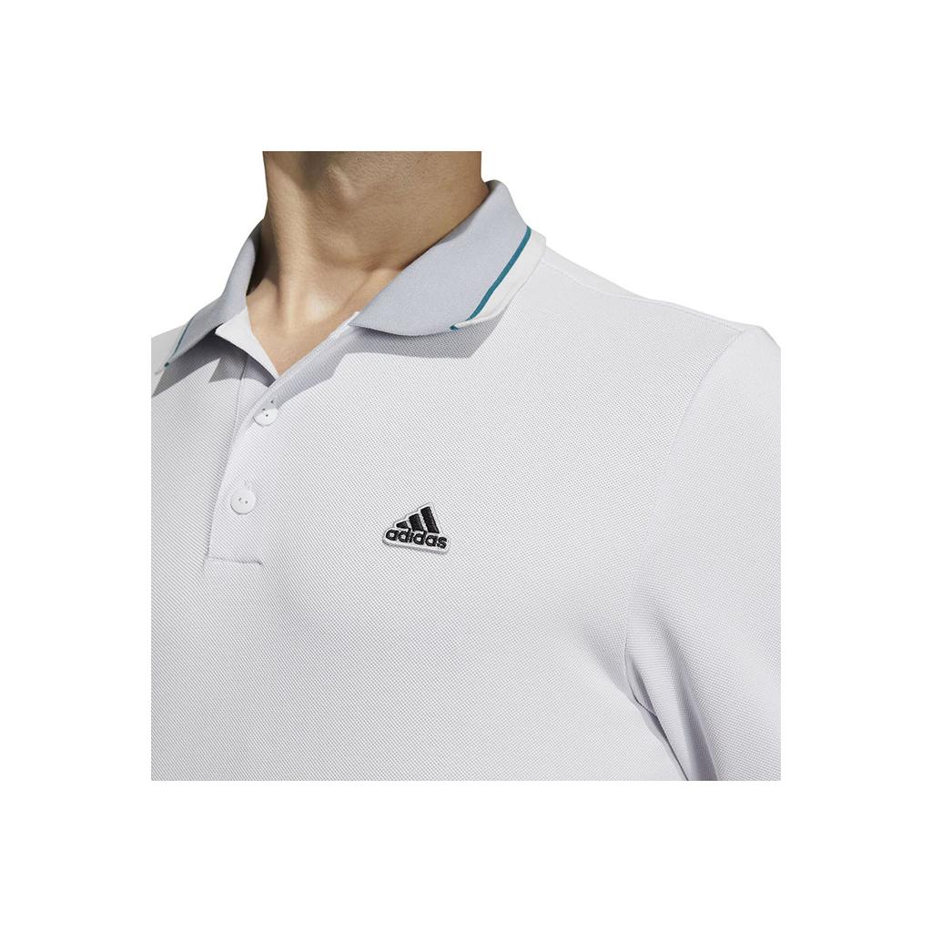 Adidas Logo Print Straight-Cut Buttoned Short Sleeve Polo Shirt Men Tops White HS4391