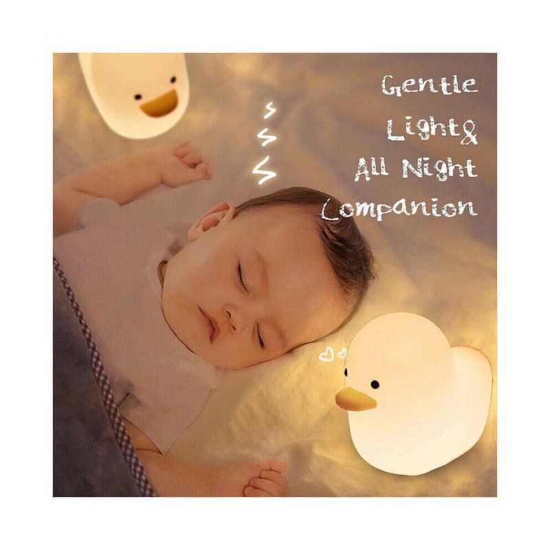 LED Night Light Mini Duck Silicone Sleeping Lamp Touch Sensor Switch USB Charge