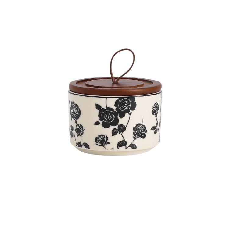 Black Rose Ceramic Storage Jar Airtight Sealed Container for Tea Coffee Beans Sugar French Design Kitchen Pantry Decor 4890₽
