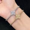 Vintage Morgan Flower Elastic Double Sided Flip Bracelet Brushed Diamond Clover Bangle for Women