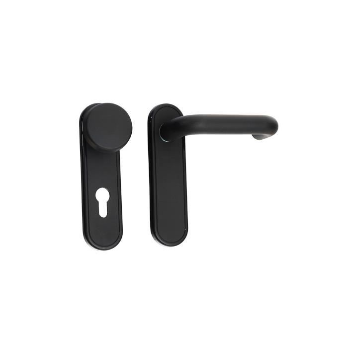 Jeu de plaques bouton + poignée coupe-feu - GENERIQUE - 1.07070.28.0 - Noir - 72mm - Finition mat