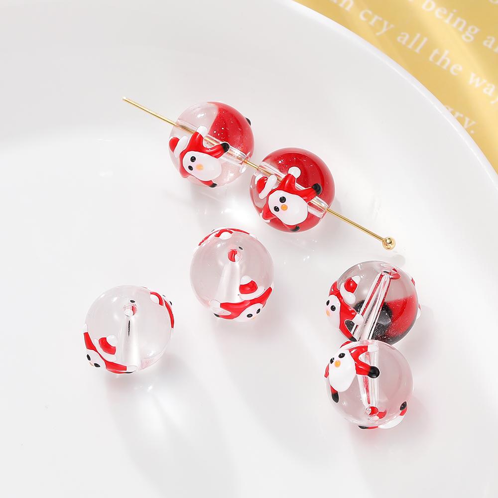 5pcs/lot Christmas Elements Glass Beads Loose Spacer Beads For Jewelry Making DIY Bracelet Necklace Accessories