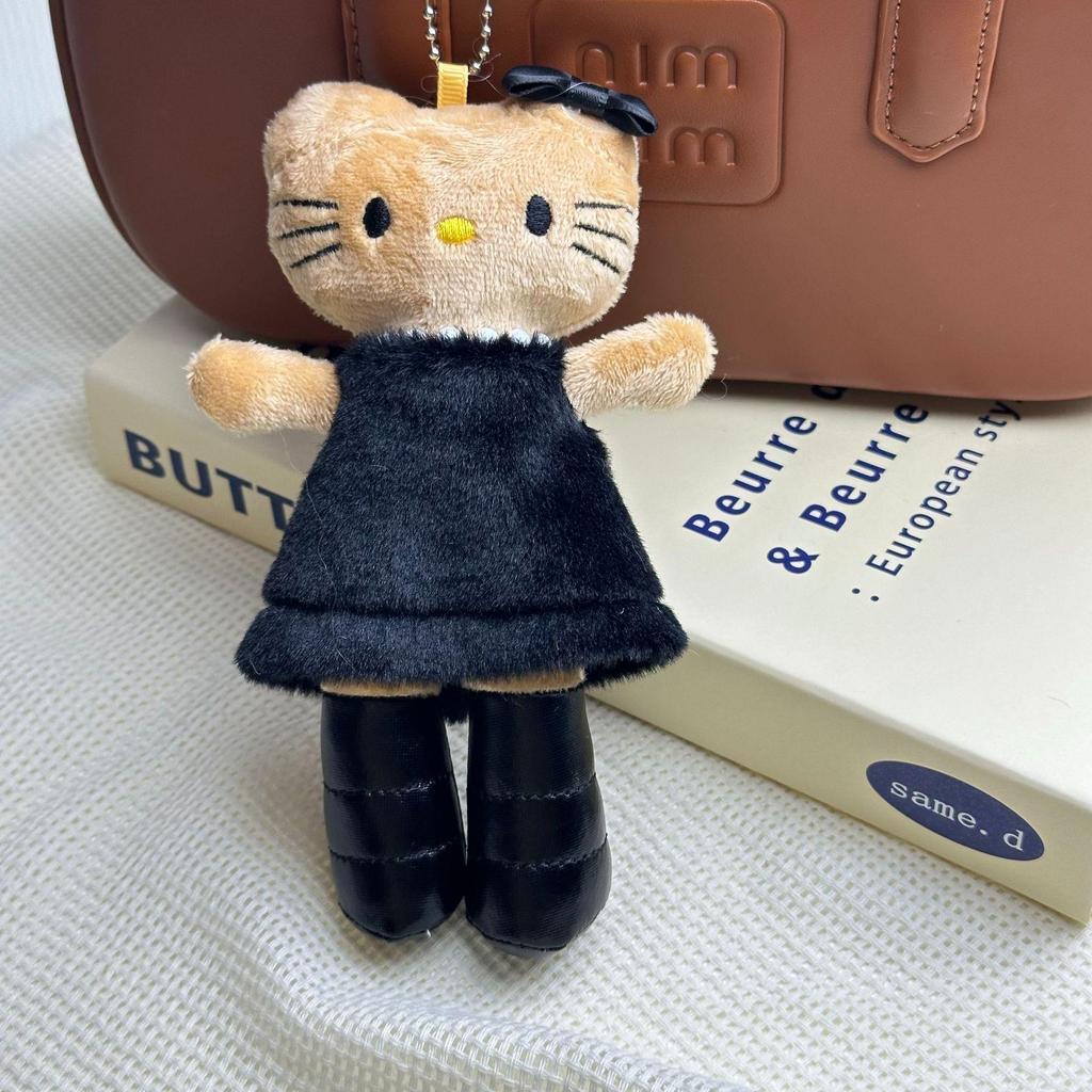 Hello Kitty Black Leather Long-Legged Plush Pendant Toy