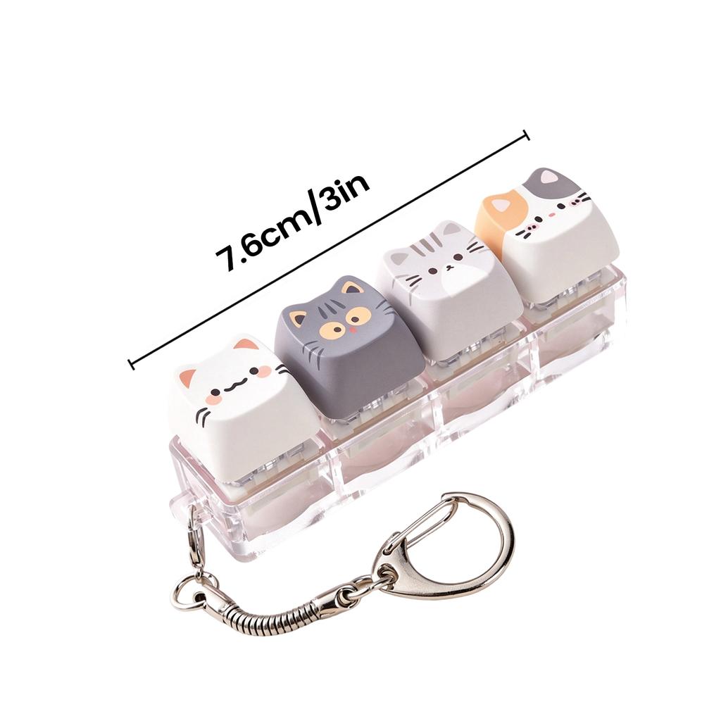 Cute Cat Mechanical Keyboard Button Tester Stress Reduction Cute Keycap Keychain Creative Fidget Toy Bag Pendant Gifts