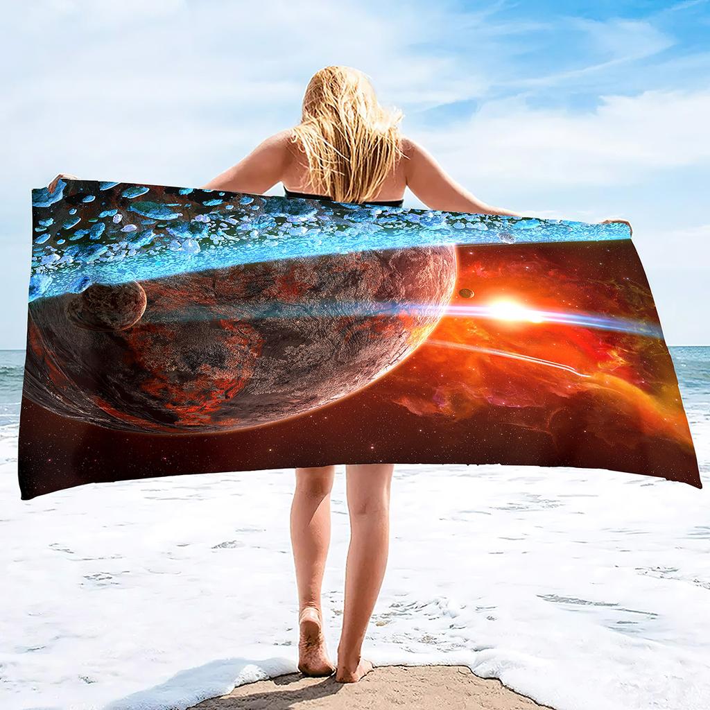 Planet Pattern Printing Series Seaside Vacation Beach Towel Swimming Bath Towel Sports Towel