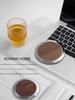 Walnut Wood Coaster with Stainless Steel Trim, Luxury Round Coasters for Home Decoration, Table, Office, Kitchen, 1PCs