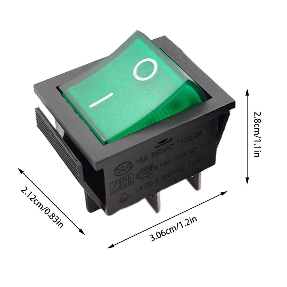 Întrerupător basculant 16A, 4 pini, întrerupător pornit-oprit, ignifug, rezistent la uzură, cu accesoriu auto luminos, 2 culori, întrerupător basculant sigur