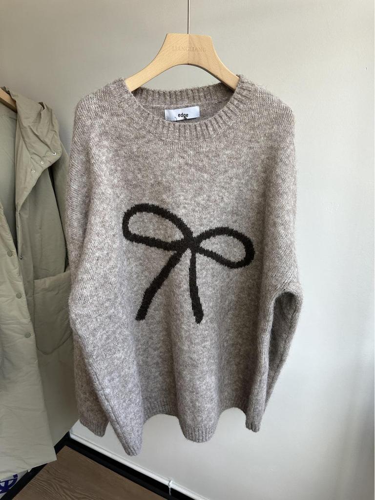 Xiao Wang's 8370 Winter Korean Plus Size Casual Bow Knit Sweater