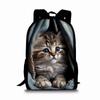 Zaino a strato singolo con stampa di gatti carini per ragazzi e ragazze Migliori regali Borsa scolastica a cartone animato piatto 2D per bambini Borse
