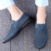 Mesh Shoes Trendy Men's Leather Sports Style Lazy Hole Shoes Hollow Casual Round Head Mesh Shoes Men's Shoes