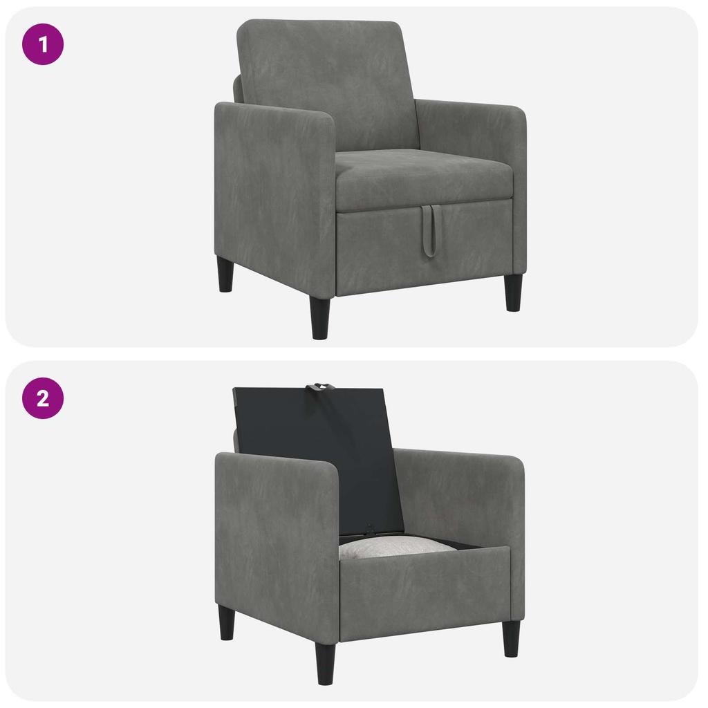 Storage Sofa in Dark Grey 72 x 78 x 87 cm Polyester