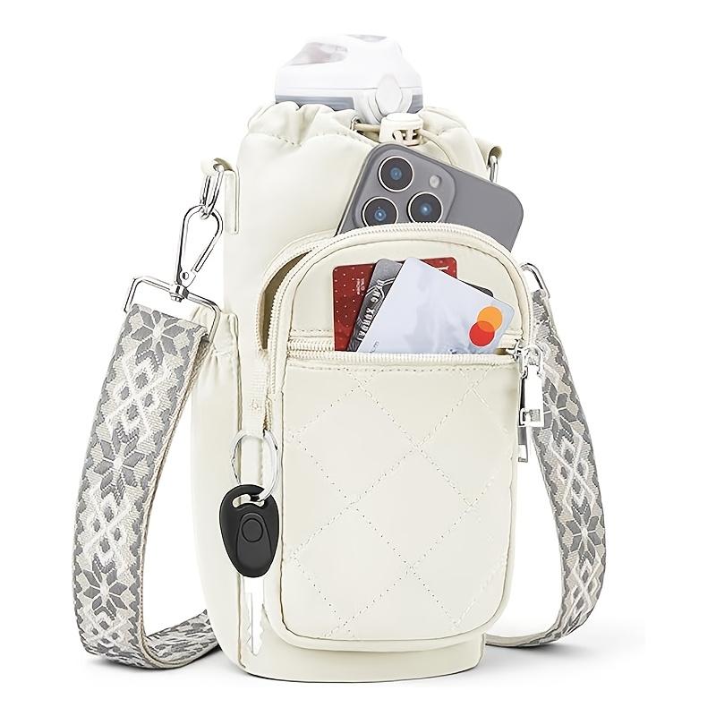 Crossbody Insulated Water Bottle Bag Adjustable Shoulder Strap Fit 40oz Drink Container Gym Daily Carry Gift Ladies Young Girls