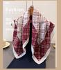 Plaid Texture Herringbone Pattern Cotton and Linen Small Square Scarf Silk Scarf Imitation Velvet Headscarf Shawl Sun Protection Scarf Women's Scarf