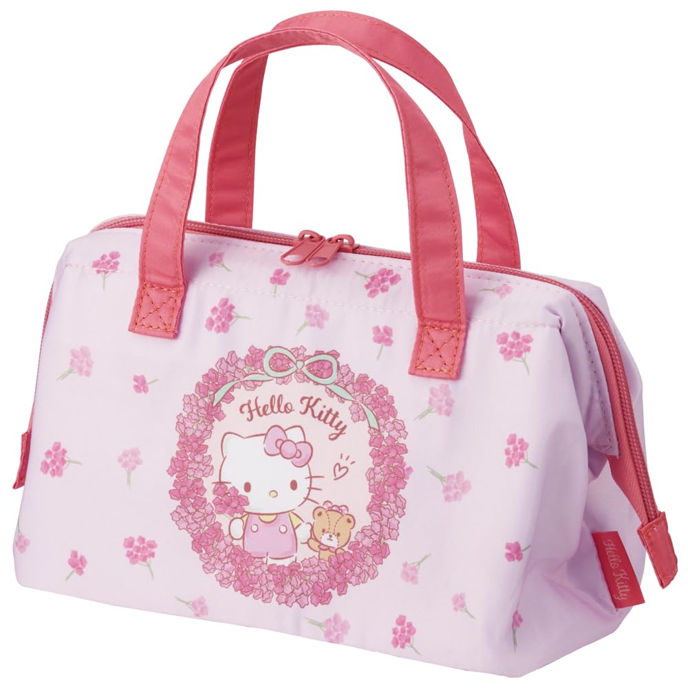 

Skater Insulated Lunch Bag with Clasp, Hello Kitty and Sanrio Flower Wreath Design, KGA1-A