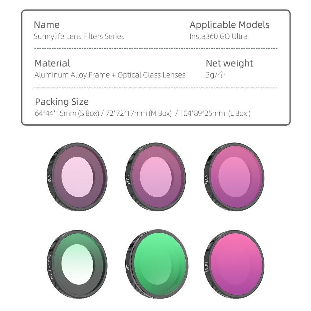 CPL UV Filters Set Adjustable Action Camera Filters for Insta360 GO Ultra Action Camera Accessories