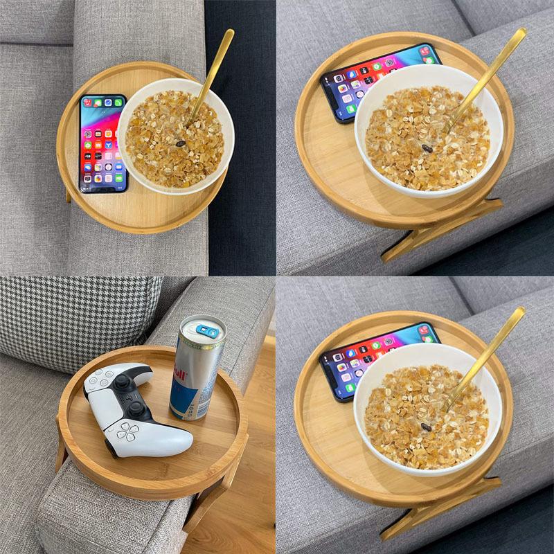 Sofa Tray Table Portable Folding Sofa Arm Clip Bed Sofa Snacks Drinks Breakfast Tray