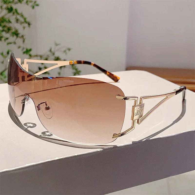 Creative Homewares Men's Fashion Trend Protective Glasses Safety Glasses Frameless Cut Edge Integrated Sunglasses Uv Protection Sun Visors