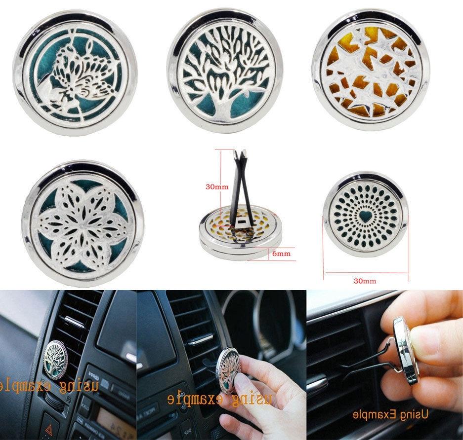 5 Style Stainless Car Air Vent Freshener Essential Oil Diffuser Locket