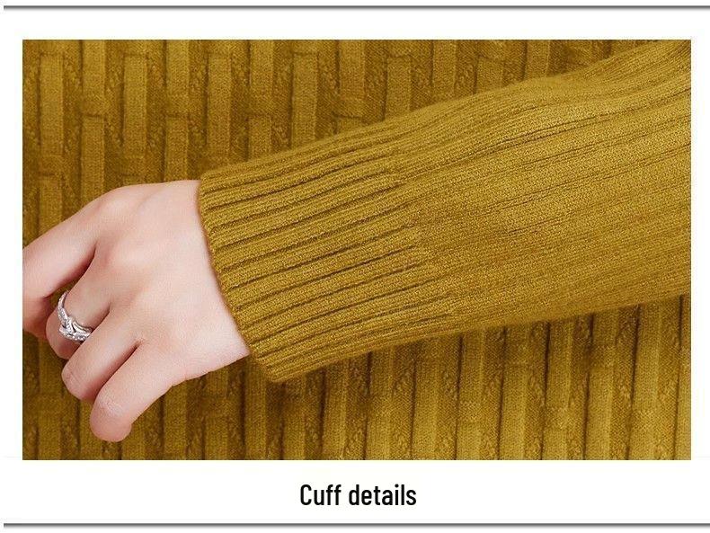 Mid-Length Knit Sweater Dress - Stylish Plus Size for Autumn/Winter
