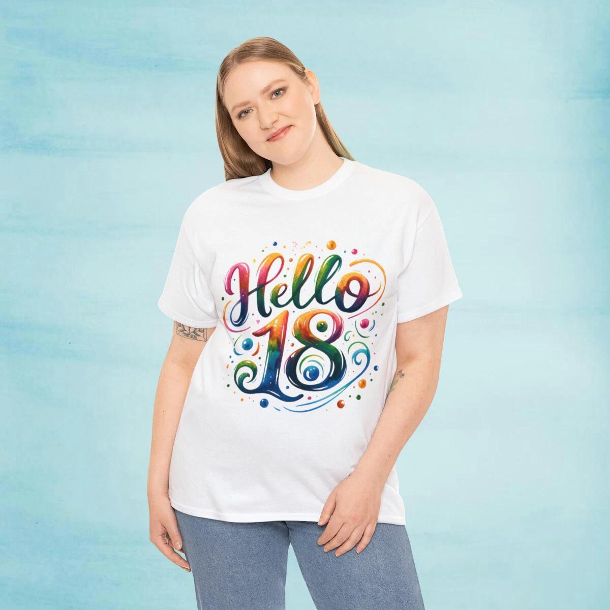 Hello 18 18th Birthday Graphic Tee Shirt M