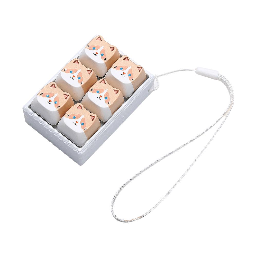 Mechanical Button Anti-stress Fidget Toy Cartoon Backpack Pendant Cat Keycap Keychain Bag Pendant
