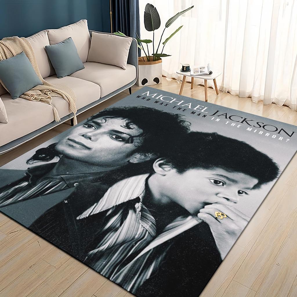 Neuer Stil Michael Jackson King of Pop MJ Teppich für Wohnzimmer Schlafzimmer Zuhause Sofa Dekoration, Rutschfeste Bodenmatte für Kinder