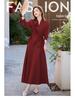 Red Elegant Women's Suit Set: Chic Waist-Slimming Shirt & Midi Skirt for Spring/Autumn 2025.