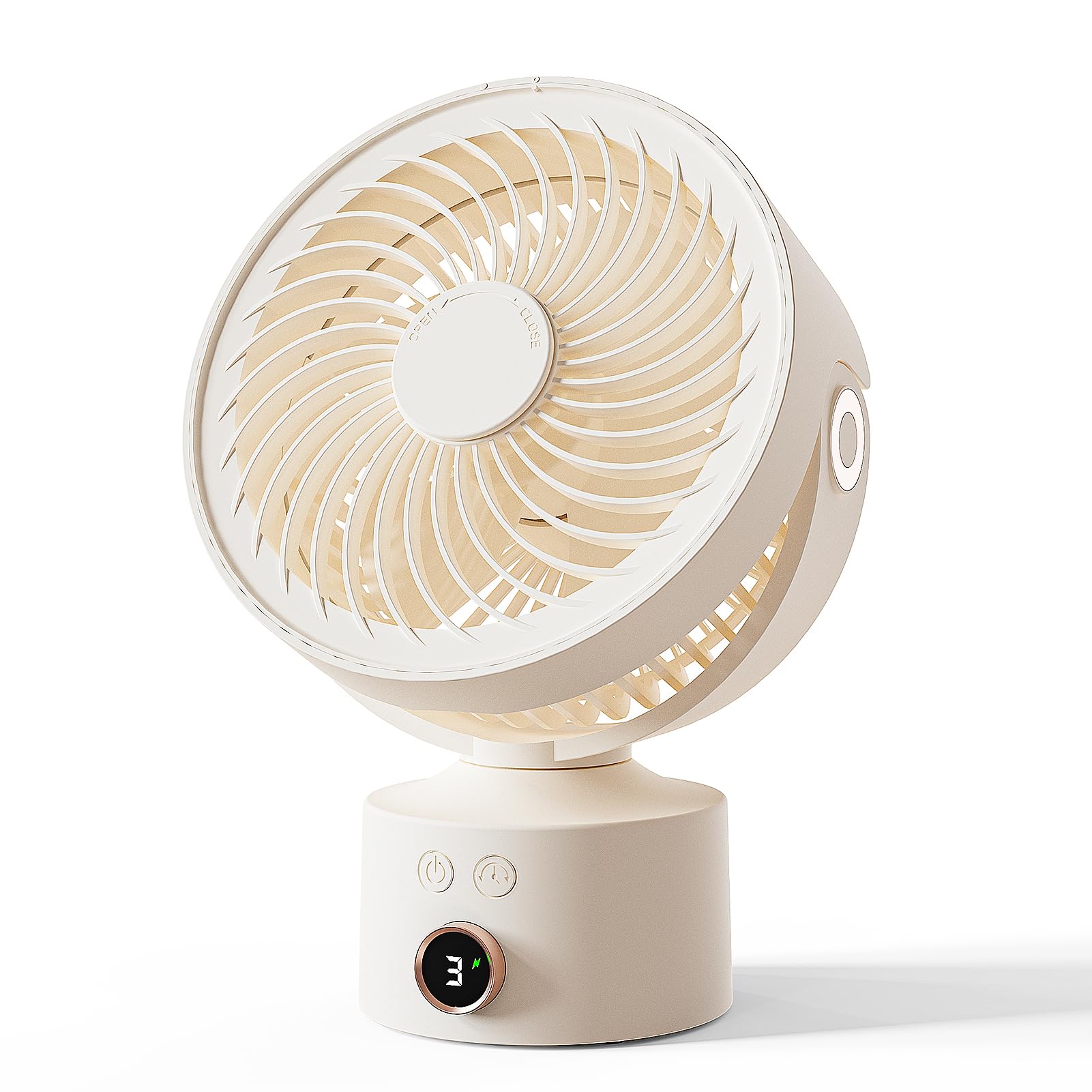 

Desk Fan - Small Oscillating Air Circulator for Bedroom, Rechargeable 4000mAh Battery Operated with 3 Speeds, 90 Adjustable Tilt абрикосовий