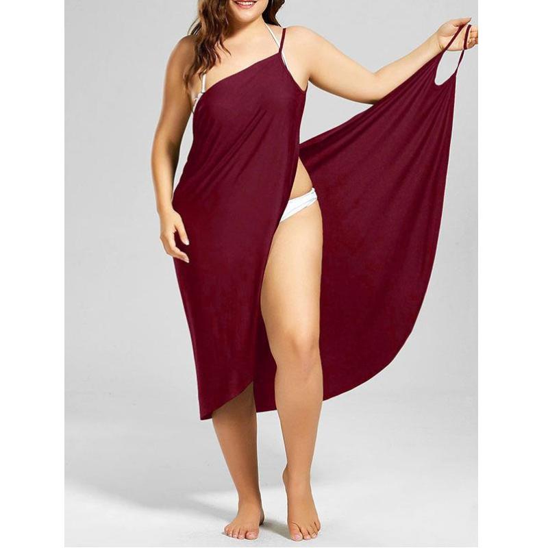 

Женская пляжная одежда больших размеров, сексуальные свободные купальники, бикини с кисточками, летнее пляжное платье-кафтан-саронг, летнее купальное пляжное платье 5xL красный