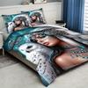 2/3pcs Comfortable 3D Printed Owl and Feather Theme Bedding Set Digital Print Duvet Cover with Zipper Design Machine Washable
