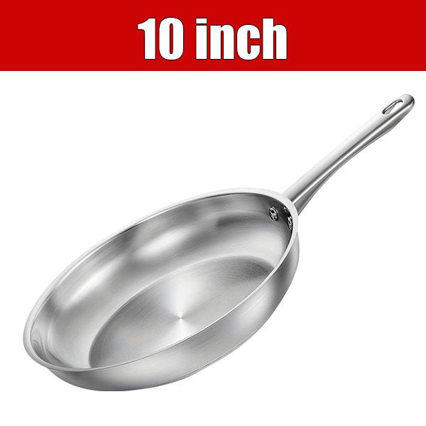 8/10 Inch Tri-Ply Stainless Steel Frying Pan No Coatings Skillet Professional Cooking Skillet Induction Compatible Pan Oven Safe